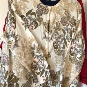 Very nice Lands End Supima botanical print cardigan